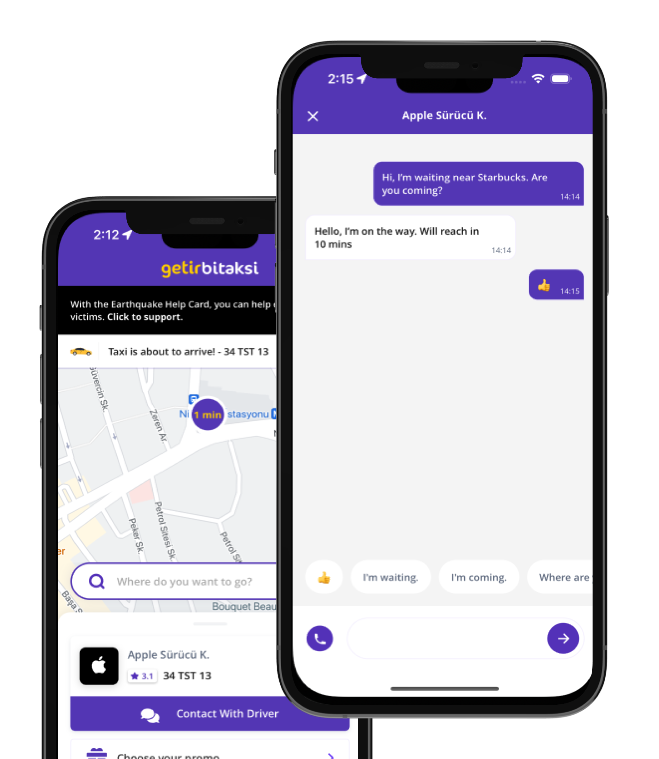 Getir Taxi Chat - Projects Jigna Patel - iOS Developer